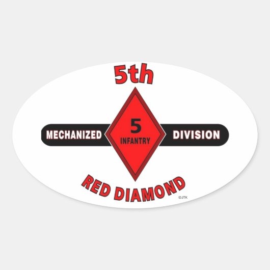 5E INFANTERIEDIVISIE (GEMECHANISEERD)"RODE DIAMANT OVALE STICKER (Voorkant)