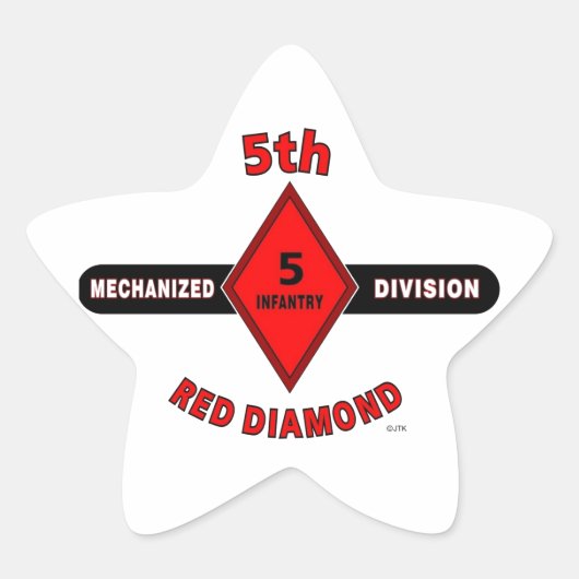 5E INFANTERIEDIVISIE (GEMECHANISEERD)"RODE DIAMANT STER STICKER (Voorkant)