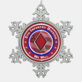 5e infanteriedivisie Keepslag Tin Sneeuwvlok Ornament