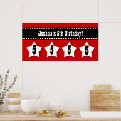 5e jaarbanner met sterren Aangepaste naam V05S Poster (Keuken)
