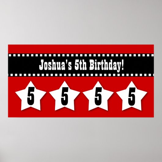 5e jaarbanner met sterren Aangepaste naam V05S Poster (Voorkant)