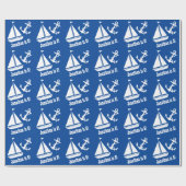 5e jaardag Zeilboot en anker-autisch thema A1 Cadeaupapier (Vlak)