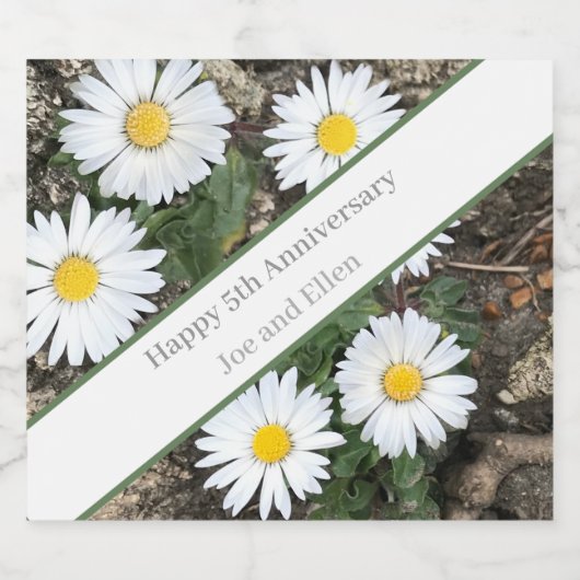 5e Jubileum, bewerkbaar Sparkling Wijnetiket (Enkel label)