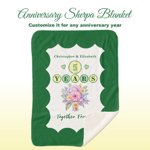 5e jubileum bloemen altijd groen sherpa deken