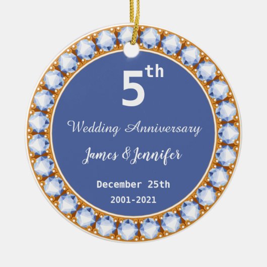 5e Jubileum diamant Keramisch Ornament (Voorkant)