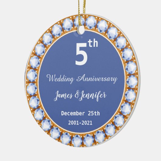 5e Jubileum diamant Keramisch Ornament (Links)