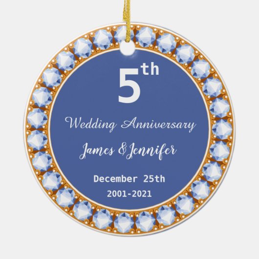 5e Jubileum diamant Keramisch Ornament (Achterkant)