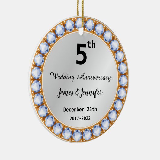 5e Jubileum diamant Keramisch Ornament (Rechts)