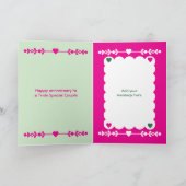 5e Jubileum foto groen roze Kaart (Binnen)