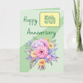 5e Jubileum Gerbera bloeit groen Kaart (Voorkant)