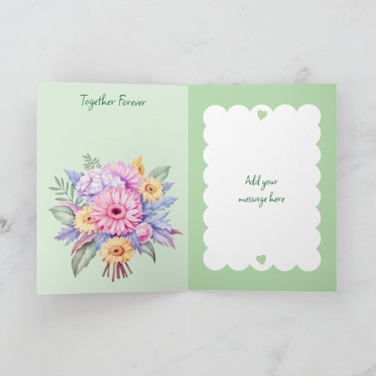 5e Jubileum Gerbera bloeit groen Kaart (Binnen)