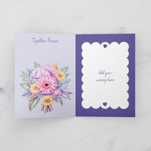 5e Jubileum Gerbera bloeit paarse Kaart (Binnen)