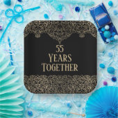 5e Jubileum Gold Lace op zwart Papieren Bordje (Feest)