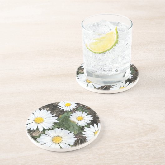 5e Jubileum, Hout en madeliefjes Zandsteen Onderzetter (Zijkant)