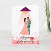 5e Jubileum Kaart met dansend paar en harten (Voorkant)