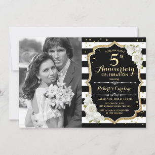 5e Jubileum met foto - Gold Black Kaart