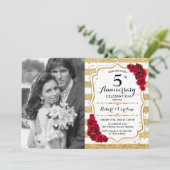 5e Jubileum met foto - Red Gold White Kaart (Staand voorkant)