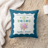 5e jubileum namen gerbera bloemen blauw kussen (Deken)