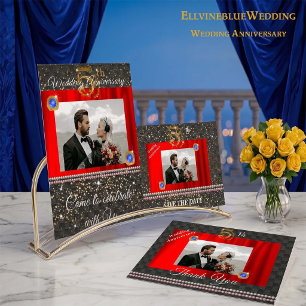 5e jubileum Save the Date-foto Saffierblauw Kaart