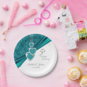 5e Jubileum Turquoise Wedding Design Papieren Bordje (Feest)