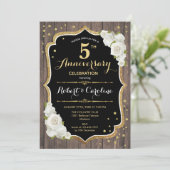 5e jubileum uitnodiging - Rustic Wood Goud (Staand voorkant)