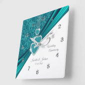 5e Jubileum van Turquoise Wedding Keepslag Vierkante Klok (Hoek)