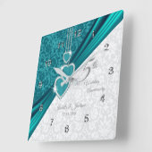 5e Jubileum van Turquoise Wedding Keepslag Vierkante Klok (Hoek)