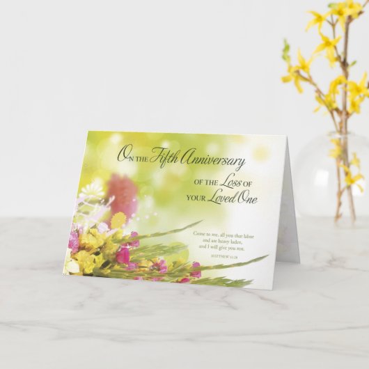 5e Jubileum van Verlies van de Dood van de Geliefd Kaart (Gele Bloem)