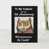 5e Jubileum voor mijn man Funny Owl Kaart (Voorkant)