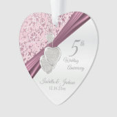 5e Jubileum voor roze bruiloft Ornament (voorkant)