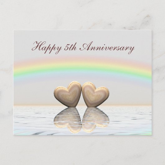 5e Jubileum Wooden Hearts Briefkaart (Voorkant)