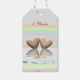 5e Jubileum Wooden Hearts Cadeaulabel