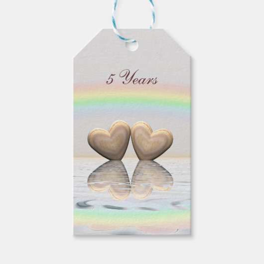 5e Jubileum Wooden Hearts Cadeaulabel (Voorkant)
