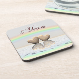 5e Jubileum Wooden Hearts Drankjes Onderzetter