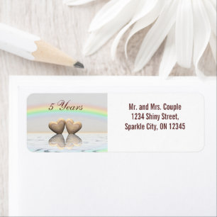 5e Jubileum Wooden Hearts Etiket