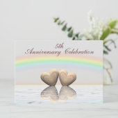 5e Jubileum Wooden Hearts Kaart (Staand voorkant)