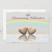 5e Jubileum Wooden Hearts Kaart (Voorkant / Achterkant)