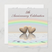 5e Jubileum Wooden Hearts Kaart (Voorkant / Achterkant)