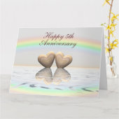 5e Jubileum Wooden Hearts Kaart (Gele Bloem)