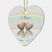 5e Jubileum Wooden Hearts Keramisch Ornament (Links)