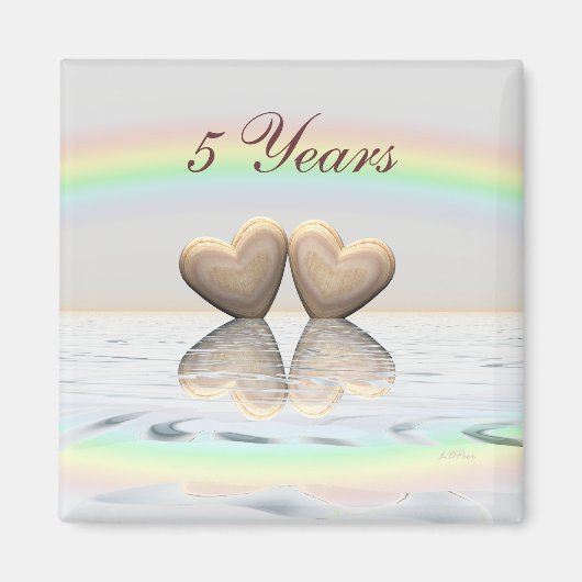 5e Jubileum Wooden Hearts Magneet (Voorkant)