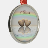 5e Jubileum Wooden Hearts Metalen Ornament (Rechts)