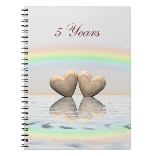 5e Jubileum Wooden Hearts Notitieboek (Voorkant)
