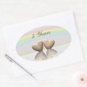 5e Jubileum Wooden Hearts Ovale Sticker (Envelop)