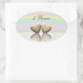 5e Jubileum Wooden Hearts Ovale Sticker (Tas)