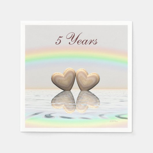 5e Jubileum Wooden Hearts Servetten (Voorkant)