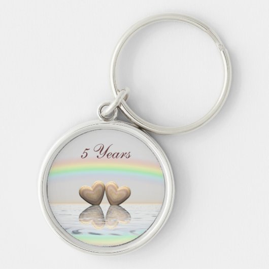 5e Jubileum Wooden Hearts Sleutelhanger (Voorkant)