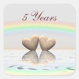 5e Jubileum Wooden Hearts Vierkante Sticker