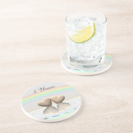 5e Jubileum Wooden Hearts Zandsteen Onderzetter