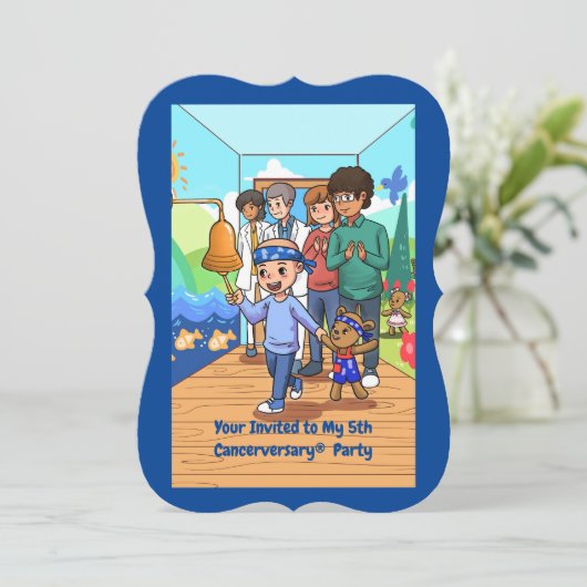 5e Kanker Jubileum Party Uitnodigingen (Staand voorkant)